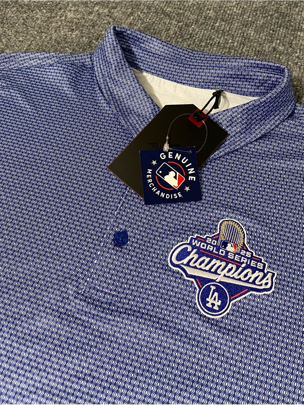 Los Angeles Dodgers Champions Antigua Geometric Rings Men’s 2XL Polo NWT